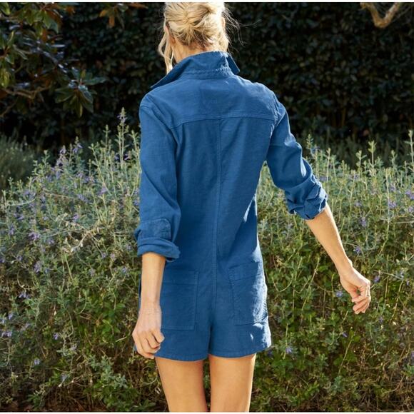 Frank & Eileen Ireland Playsuit Romper Blue Cotton Linen XS - Picture 3 of 6